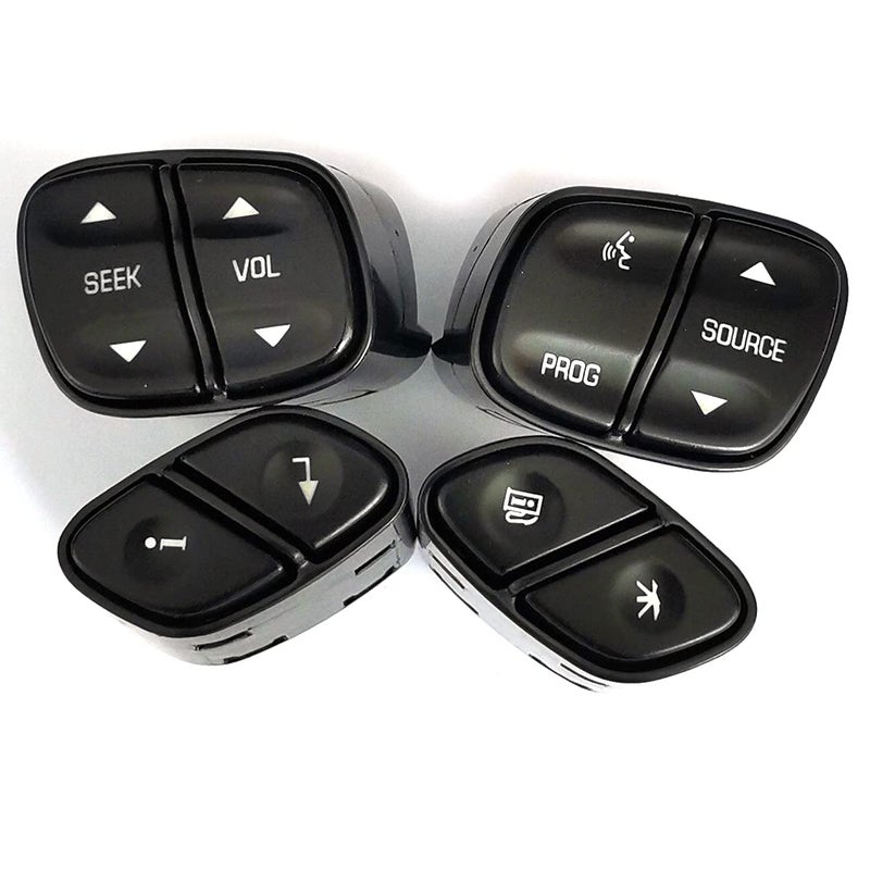 DEVMO 4pcs Steering Wheel Control Switch Button Compatible with Chevy Silverado Suburban Tahoe Avalanche GMC Sierra Yukon Cadillac Escalade More Replaces 21997738 21997739 1999442 1999443