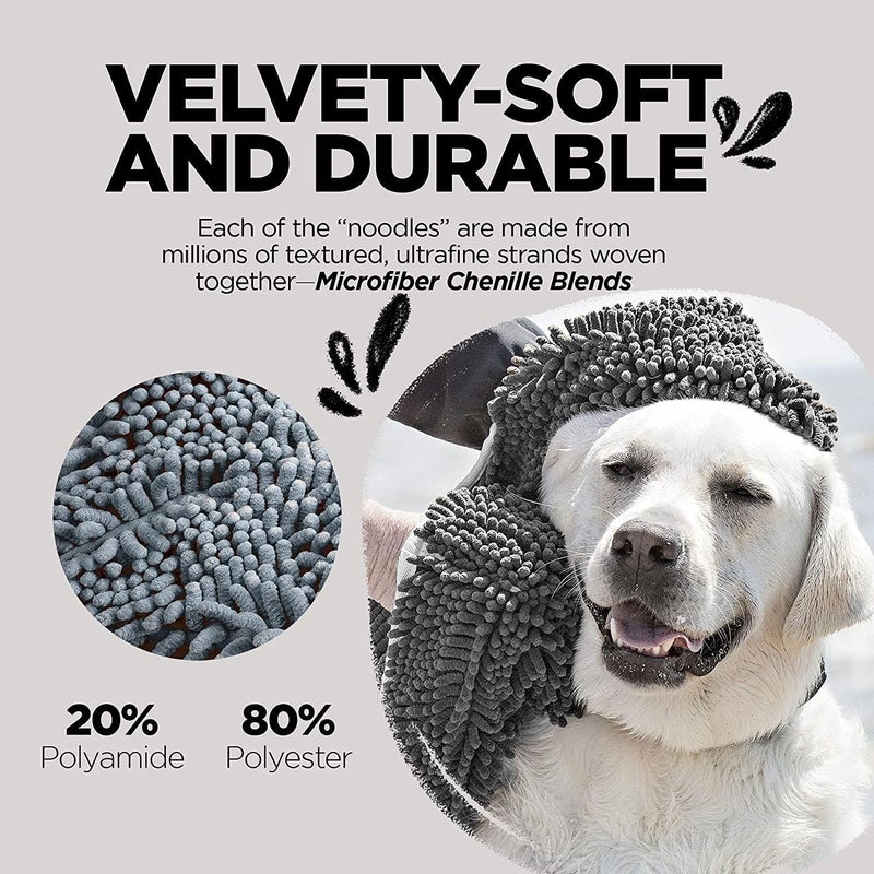 PANKTI Absorbent Grooming Towel for Drying Medium&Large Dogs&Cats of All Breeds,Quickly with Hand Pockets for Wet Pets,Perfect Handling&Grip for Bath/Rain/Beach,Polished,Grey - Image 4