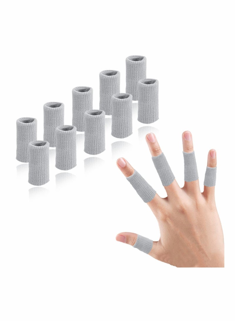 SYOSI Finger Sleeves 10PCS Thumb Splint Brace for Triggger Finger Support Breathable Elastic Finger Tape Compression Pression Protector for Reliving Pain Compression Aid for Sports Gray  - Image 1