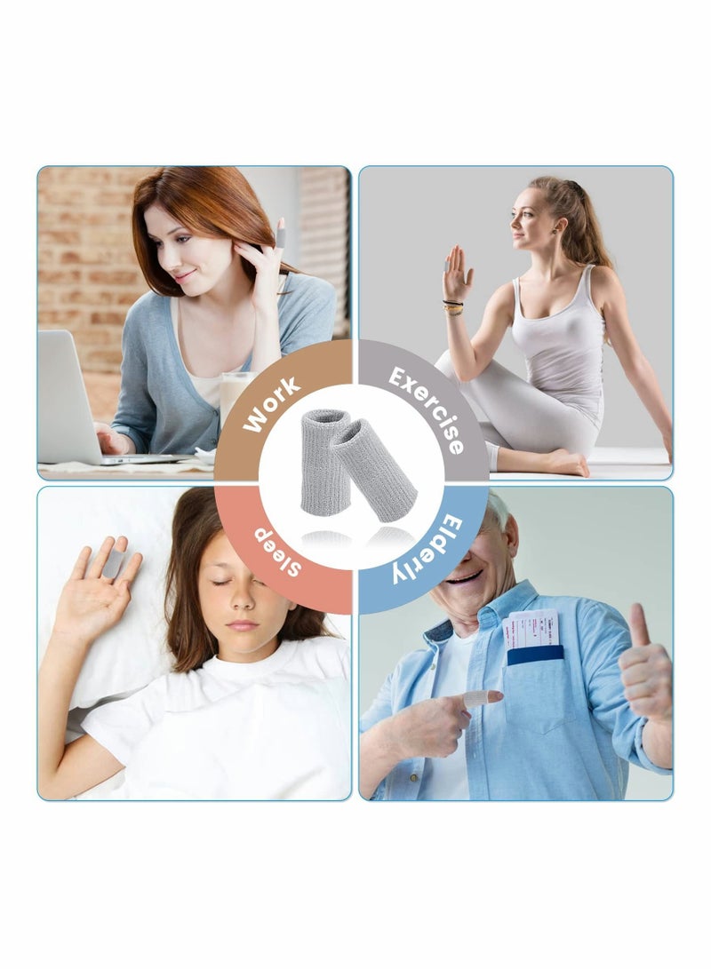 SYOSI Finger Sleeves 10PCS Thumb Splint Brace for Triggger Finger Support Breathable Elastic Finger Tape Compression Pression Protector for Reliving Pain Compression Aid for Sports Gray  - Image 2
