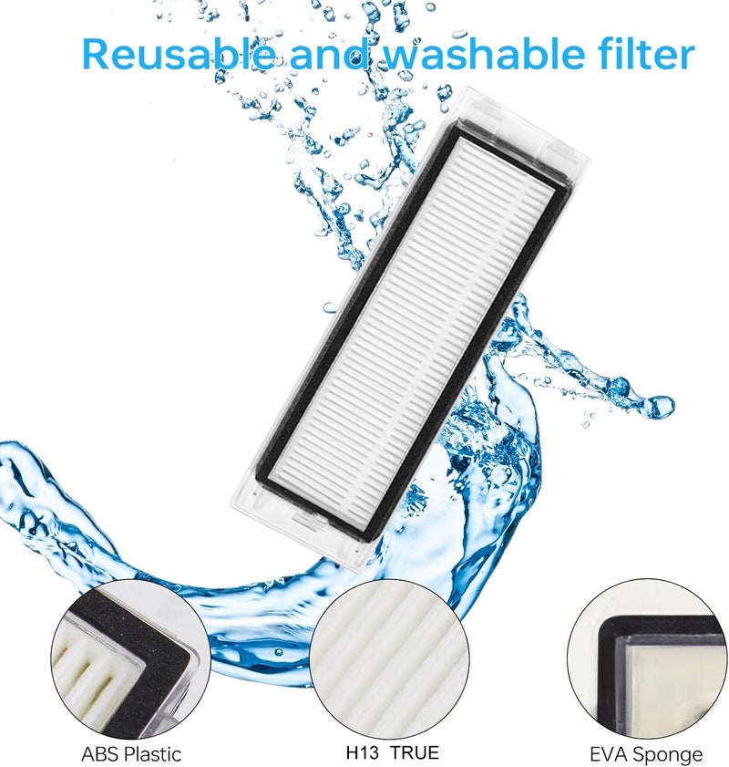 Asrhine 24 Pack Accessories for Roborock Q Revoã€Not for Qrevo S/Pro/Plus/Max/Maxv/Masterã€‘Robot Vacuum Cleaner Qrevo Replacement Parts, 2 Rolling Brushes 4 Filters 4 Dust Bags 6 Mop Pads 6 Side Brushes - Image 4