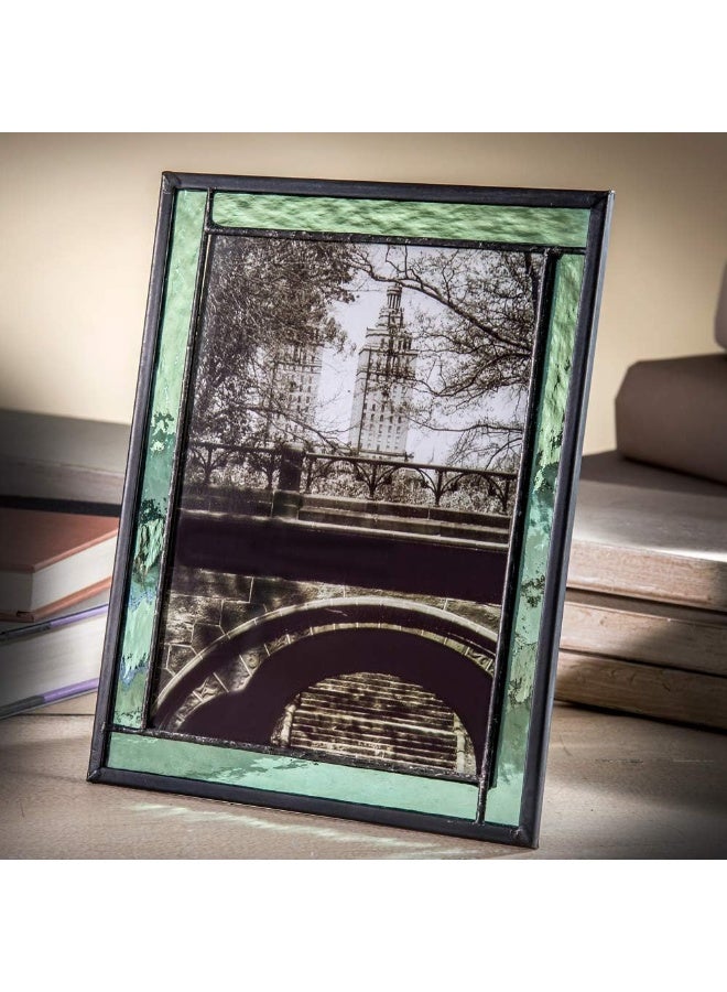 J Devlin Glass Art Green Stained Glass Picture Frame for Home Dcor Office Desk Table Top 5x7 Photo Horizontal Vertical Easel Back Series J Devlin - Image 4
