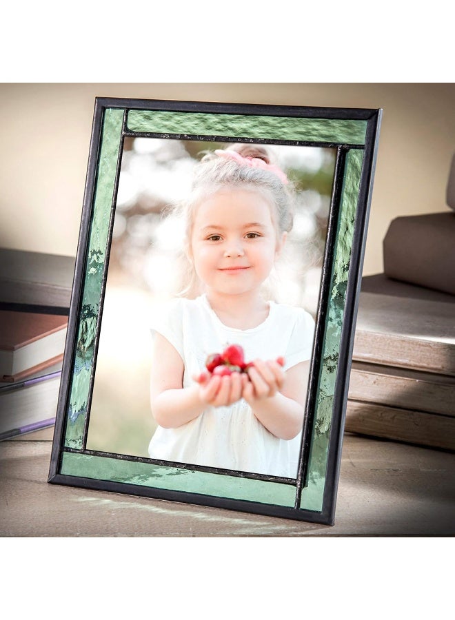 J Devlin Glass Art Green Stained Glass Picture Frame for Home Dcor Office Desk Table Top 5x7 Photo Horizontal Vertical Easel Back Series J Devlin - Image 5