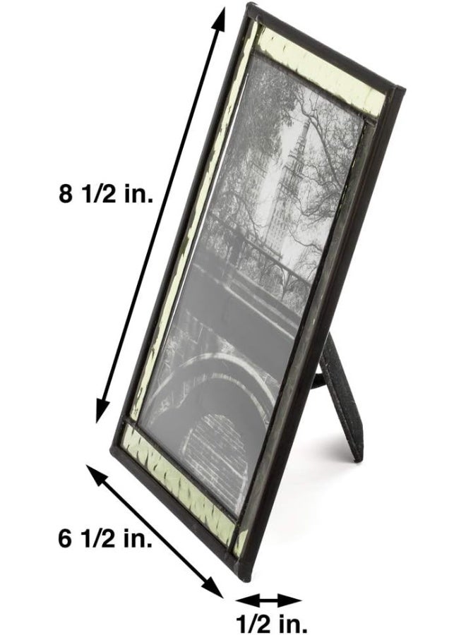 J Devlin Glass Art Green Stained Glass Picture Frame for Home Dcor Office Desk Table Top 5x7 Photo Horizontal Vertical Easel Back Series J Devlin - Image 3