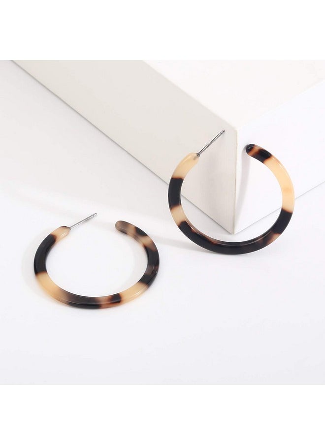 BaubleStar - Tortoise Shell Resin Hoop Earrings Acrylic Round Circle Dangle Blond Amber Ear Drops Fashion Jewelry For Women - Image 1