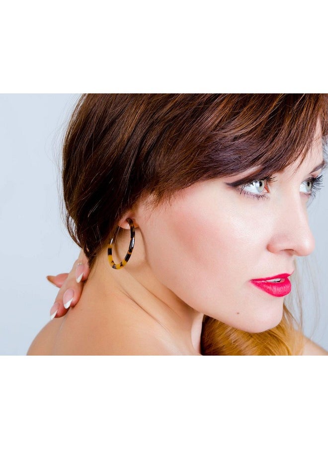 BaubleStar - Tortoise Shell Resin Hoop Earrings Acrylic Round Circle Dangle Blond Amber Ear Drops Fashion Jewelry For Women - Image 1