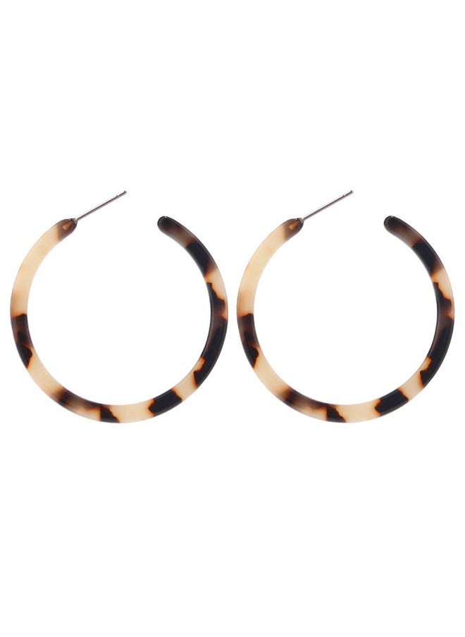 BaubleStar - Tortoise Shell Resin Hoop Earrings Acrylic Round Circle Dangle Blond Amber Ear Drops Fashion Jewelry For Women - Image 1
