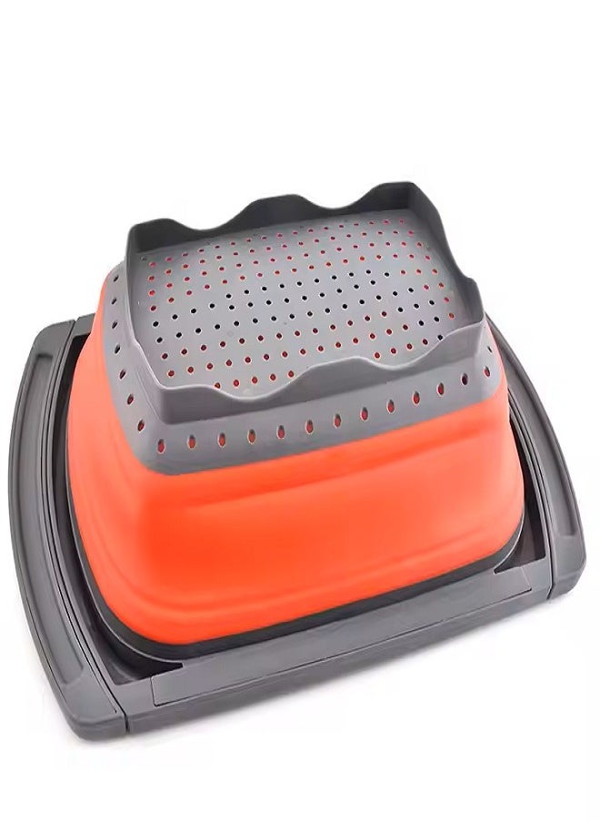 Generic Rectangular Applied Silicon Vegetable Strainer orang  - Image 3