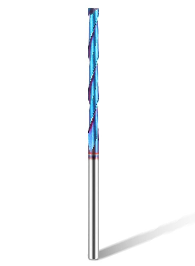HQMaster Extra Long Spiral Router Bit Upcut 1/4 Inch Shank Solid Carbide CNC Router Bit with Nano Blue Coating CNC Bits End Mill for Woodwork Mortise Slot Trim - Image 1
