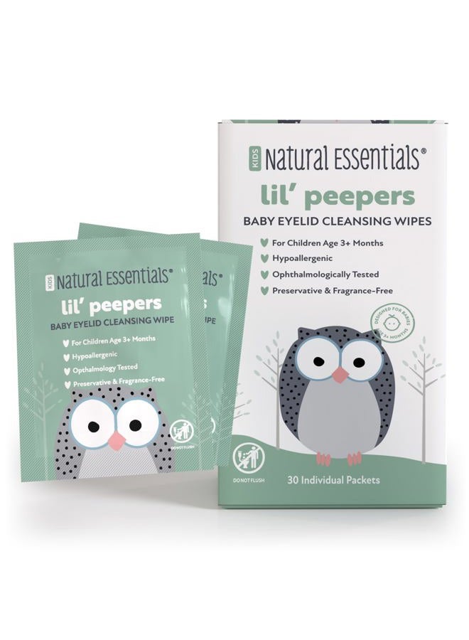 Natural Essentials Lil' Peepers Baby Eye Wipes and Eyelid Cleanser, Preservative-Free & Rinse-Free, Pediatrician Recommended Hypoallergenic Soft Eyelid Wipes for Babies, Kids and Adults (30 Count) - Image 1