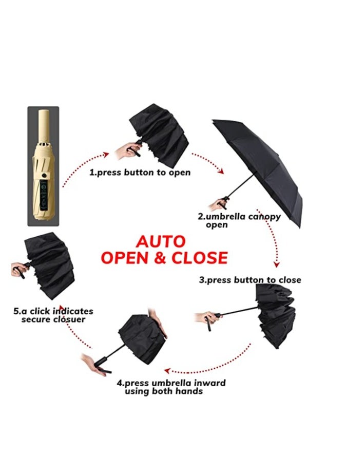 SYOSI - Umbrella for Rain Windproof Travel Umbrella UV Protection Umbrella Compact Folding Automatic Umbrellas for Men and Women - Image 1