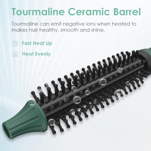 BANGMENG Mini Thermal Round Brush, 1/2 Inch Barrel Volume Heat Styling Brush for Men and Women Short Thin Curly Straight Hair, Heated Curling Iron,12 Temperature Setting (1.1 Inch with Bristles) - Image 4