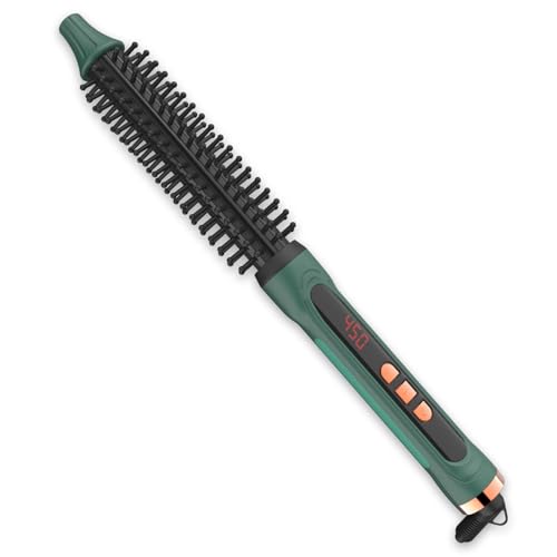BANGMENG Mini Thermal Round Brush, 1/2 Inch Barrel Volume Heat Styling Brush for Men and Women Short Thin Curly Straight Hair, Heated Curling Iron,12 Temperature Setting (1.1 Inch with Bristles) - Image 1
