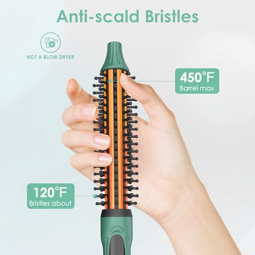 BANGMENG Mini Thermal Round Brush, 1/2 Inch Barrel Volume Heat Styling Brush for Men and Women Short Thin Curly Straight Hair, Heated Curling Iron,12 Temperature Setting (1.1 Inch with Bristles) - Image 3