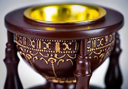 AM Charcoal Incense Burner - Bakhoor Burner, Oud Frankincense Resin Burner for Office & Home Decor - Lavish 4 Pillar (Brown) - Image 4