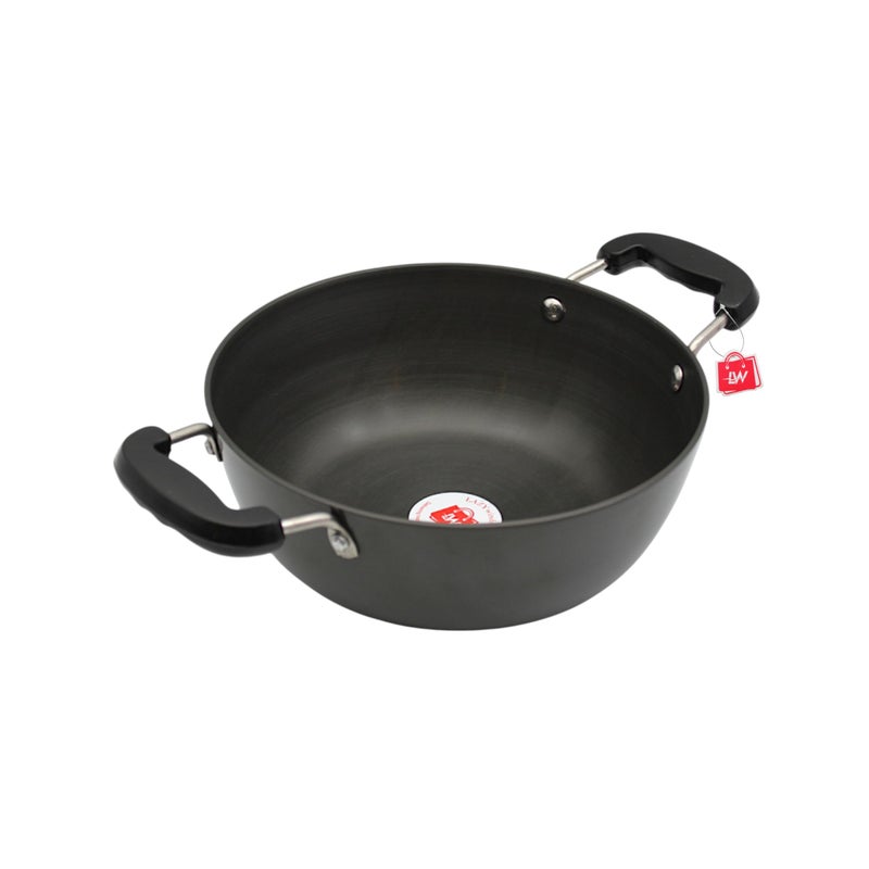 LAZYwindow Hard Anodized Kadhai with Induction Base, 20 cm, 1.5 Litre, Black - Image 1