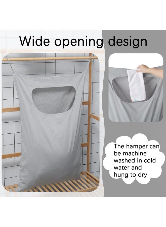 Wovnet 2 Pcs Large Hanging Laundry Hamper Bag 28 x 35 in over the Door Hamper Space Saving Hanging Laundry Bag Hanging Laundry Basket with Hanging Hooks for Wall Dirty Clothes Storage RV Room, 2 Color - Image 5