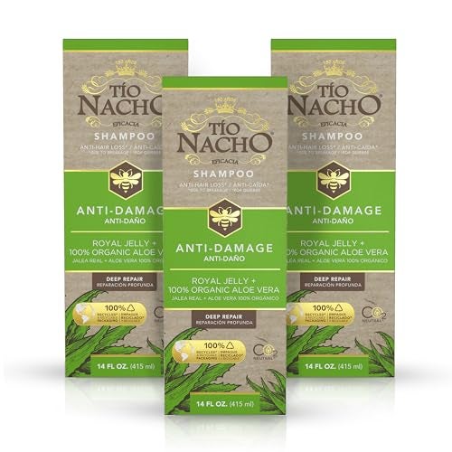 Tio Nacho Aloe Vera Deep Repair Shampoo, Organic Aloe Vera and Royal Jelly for Hair Repair and Protection, with Vegetable Keratin for Strength and Shine, Paraben, Salt, Silicone-Free, 14 Oz (3 Pack) - Image 1