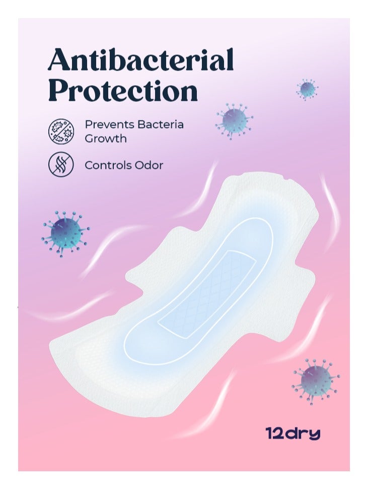 12dry Ultra-Thin Sanitary Pads, 3 Packs × 16 (Total 48 Pads, 185mm, Start & End of Period) – Super Absorbent, Leak-Proof, Odor & Bacteria Protection, Soft & Breathable with AirCool Technology, FDA & FSC Certified - Image 4