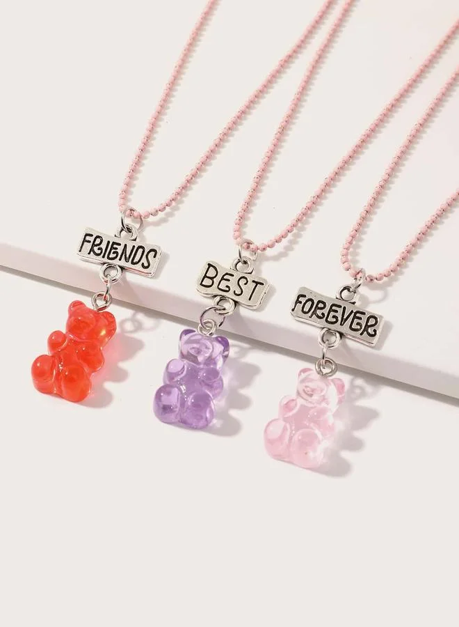 Take Two Pack of 3 - Girls Multi-Color Gummy Bear Pendant Necklaces