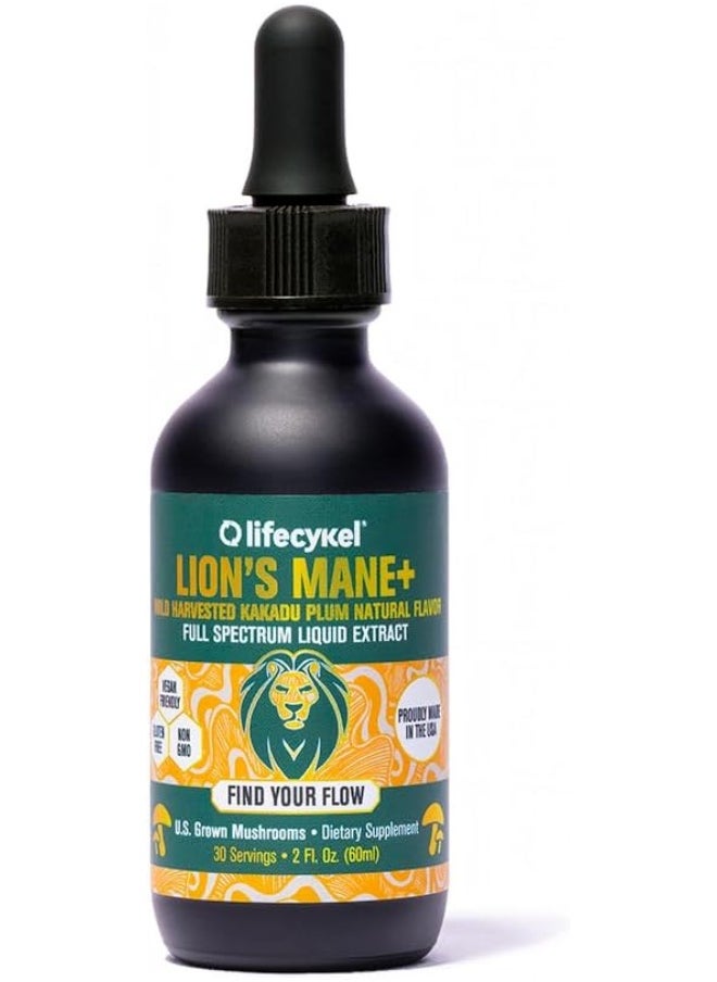 Life Cykel - Life Cykel Lion's Mane Mushroom Extract w/Kakadu Plum- Memory Focus Clarity REM Sleep-100% Organic Mushrooms Brain Booster Nootropic Brain Supplement Focus Supplement - Image 1