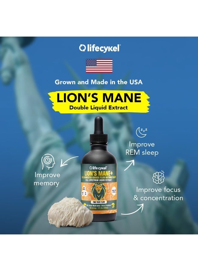 Life Cykel - Life Cykel Lion's Mane Mushroom Extract w/Kakadu Plum- Memory Focus Clarity REM Sleep-100% Organic Mushrooms Brain Booster Nootropic Brain Supplement Focus Supplement - Image 1