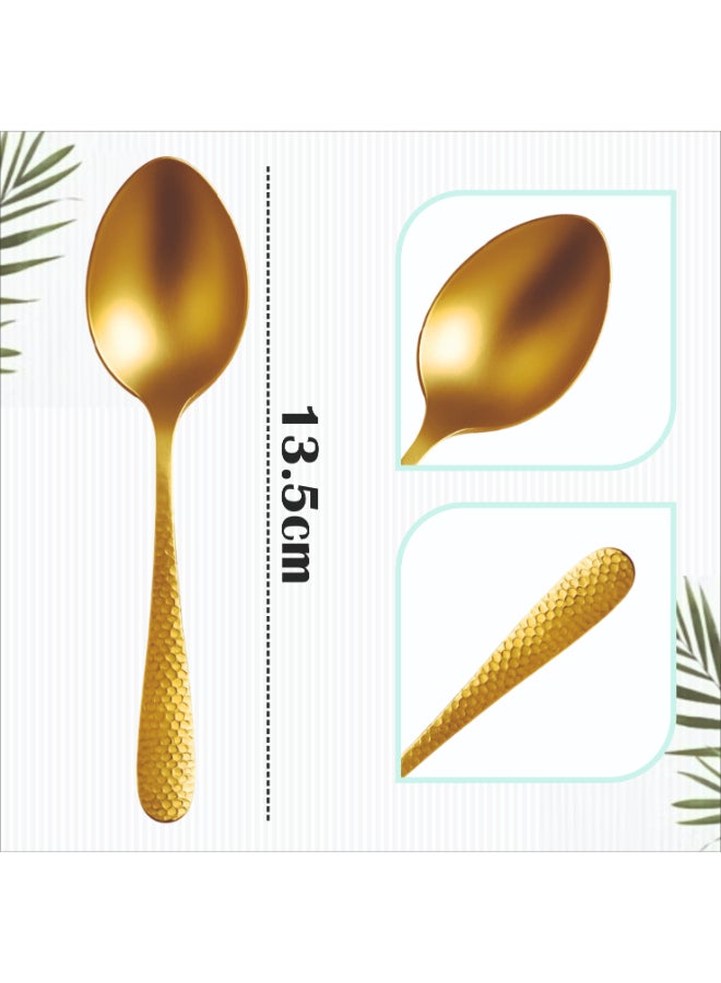 ايست من نون طقم أدوات مائدة من الفولاذ المقاوم للصدأ المصقول 12 قطعة باللون الذهبي لـ 6 أشخاص في علبة هدايا، مجموعة أدوات مائدة مع سكين وشوكة وملعقة، أدوات مائدة أنيقة للاستخدام اليومي، بتشطيب مرآة. آمنة للغسل في غسالة الصحون. - Image 3