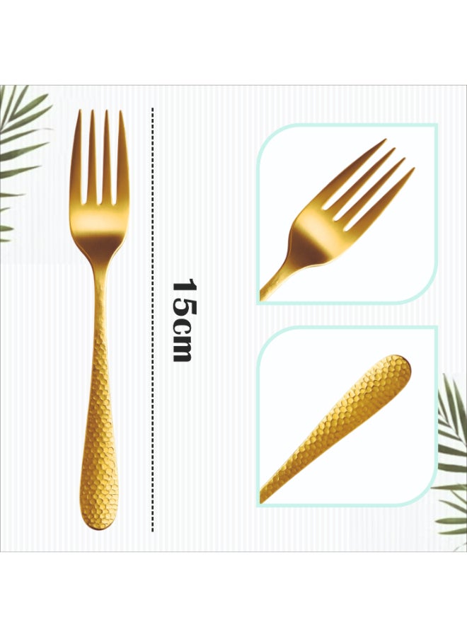 ايست من نون طقم أدوات مائدة من الفولاذ المقاوم للصدأ المصقول 12 قطعة باللون الذهبي لـ 6 أشخاص في علبة هدايا، مجموعة أدوات مائدة مع سكين وشوكة وملعقة، أدوات مائدة أنيقة للاستخدام اليومي، بتشطيب مرآة. آمنة للغسل في غسالة الصحون. - Image 4