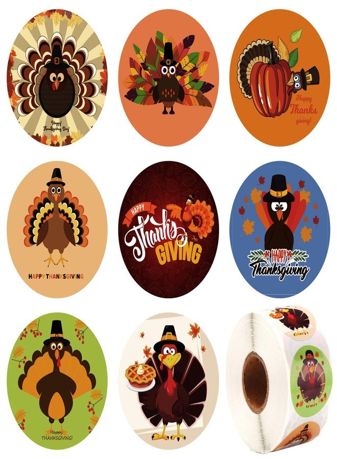 Elcoho 600 Pieces Funny Thanksgiving Stickers Assortment Turkey Design Roll Stickers for Party Favors Supplies - Image 1