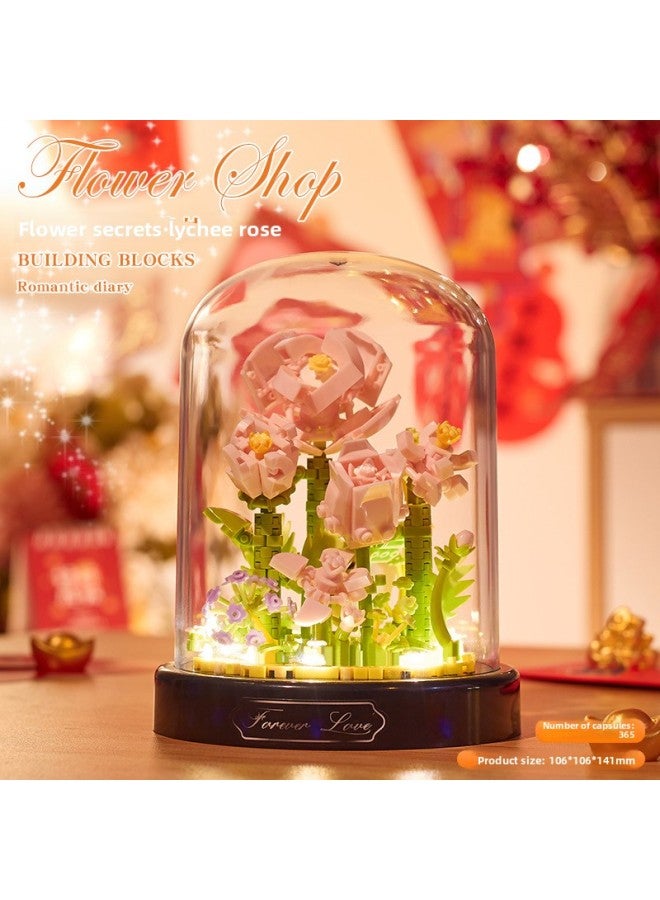 مكعبات بناء زهور مجمعة نسخة للبالغين أحجية شفاء منزل شجرة زينة لصديقتك هدية عيد الميلاد