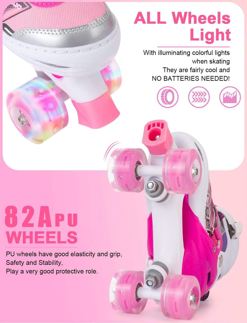 Sowume Adjustable Kids Roller Skates for Girls and Women, All 8 Wheels of Girl's Skates Shine, Safe and Fun Illuminating for Beginner - Image 2