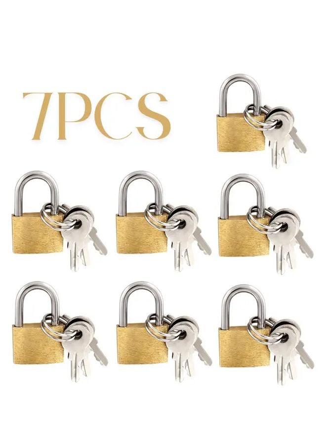7PCS Solid Brass Mini Padlocks With Keys For Luggage Backpacks Toolboxes Storage - Image 1