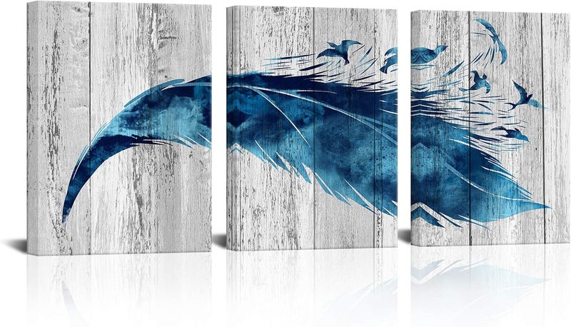 Kalormore Rustic Grey and Blue Canvas Wall Art - Image 1