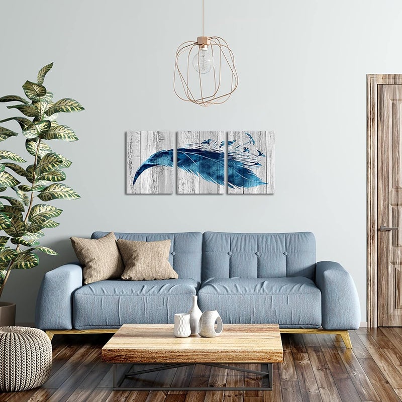 Kalormore Rustic Grey and Blue Canvas Wall Art - Image 5