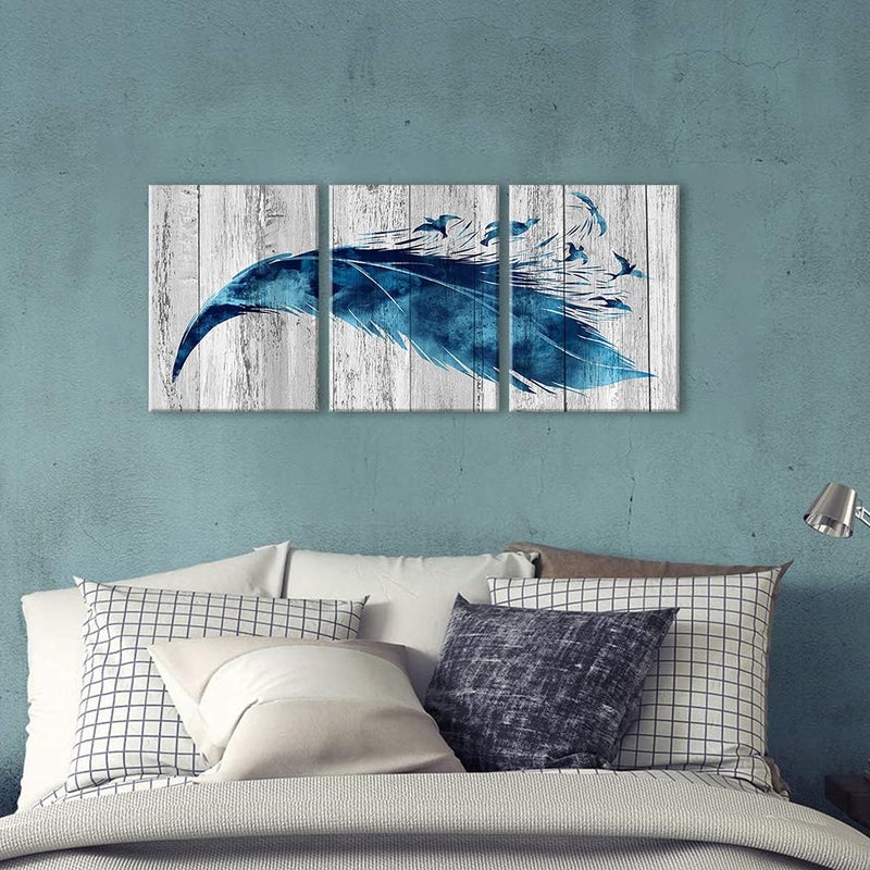 Kalormore Rustic Grey and Blue Canvas Wall Art - Image 2