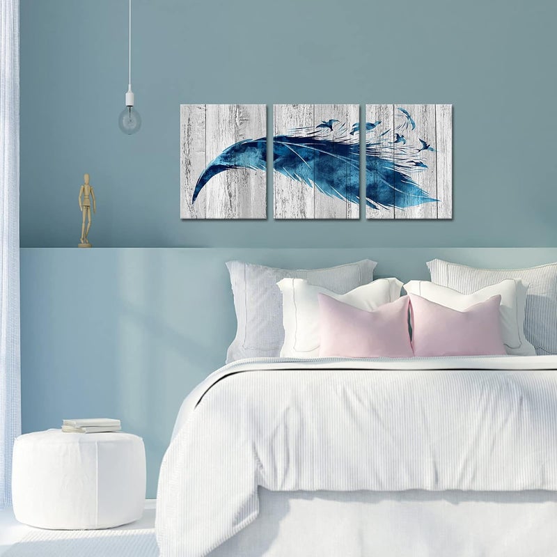 Kalormore Rustic Grey and Blue Canvas Wall Art - Image 3