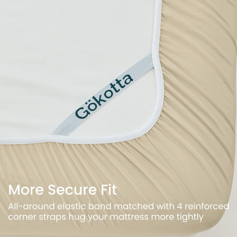 GOKOTTA 4-Pcs Queen Sheet Set, 16 Inch Deep Pocket Queen Sheets with Elastic Corner Straps, Brushed Microfiber Polyester - Hotel Luxury, Ultra Soft, Breathable, Anti-Rip, Wrinkle-Free - Tan - Image 2