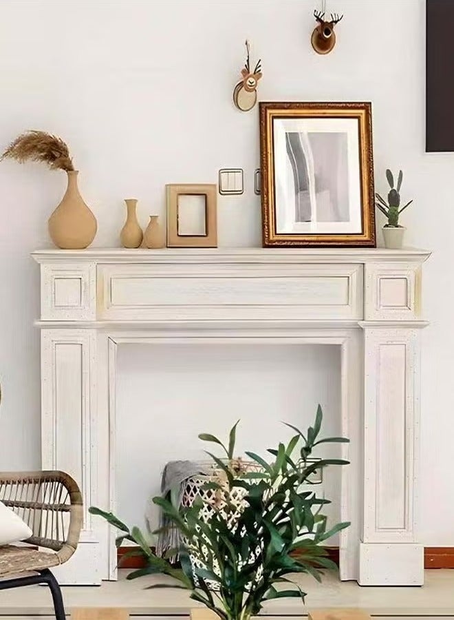 Raffine Multipurpose Use Luxury Style Modern Fireplace Surround Wooden Home Decorative Cabinets Mantel Surround Fireplace Shelf Traditional Wooden Console Table Rectangular Entrance Table Display Stand for Living Room Bedroom 130x28x110 cm  - Image 5