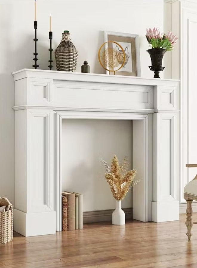 Raffine Multipurpose Use Luxury Style Modern Fireplace Surround Wooden Home Decorative Cabinets Mantel Surround Fireplace Shelf Traditional Wooden Console Table Rectangular Entrance Table Display Stand for Living Room Bedroom 130x28x110 cm  - Image 2