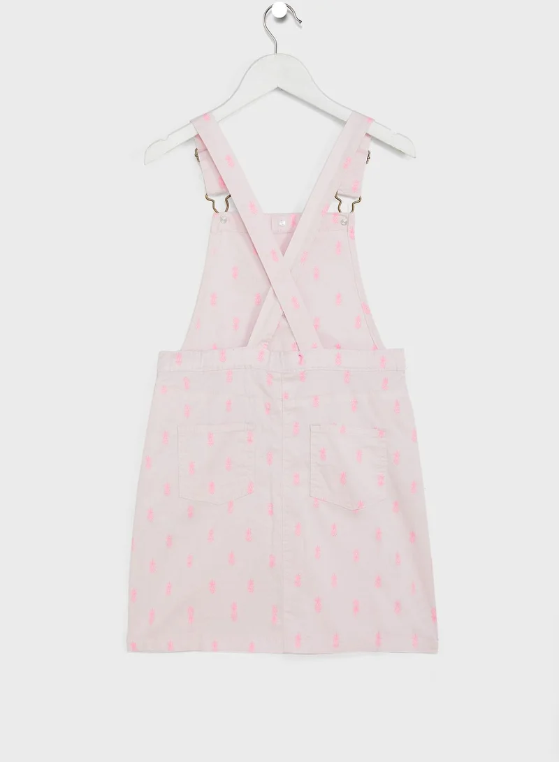 SMYK Kids Pineapple Print Pinafore Dress