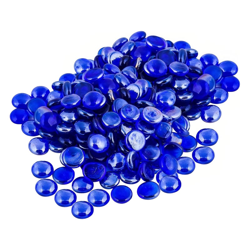 ARSUK Blue Glass Pebbles 1720mm  180pcs 955g  Decorative Flat Glass Marbles Vase Fillers Aquarium Stones Craft Nuggets Mosaic Gems Table Scatter for Home Wedding  Garden Dcor