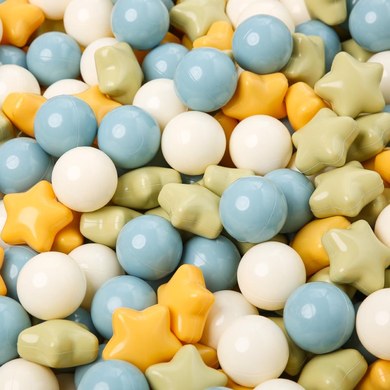 TRENDPLAY Star Ball Pit Balls 200 for Toddlers Yellow Ball Pit Ball Shapes for Boys Girls Fun Birthday Party Christmas Decoration Cream Colors Mix Yellow Blue Green - Image 2
