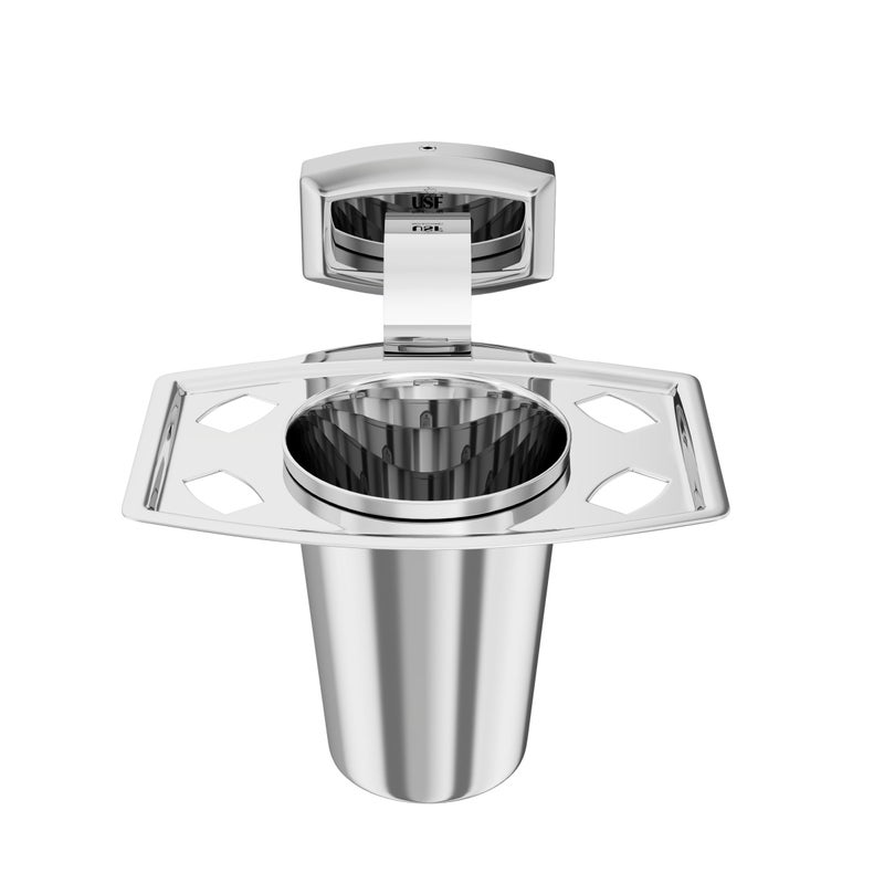U-S-F BATH ACCESSORIES U-S-F BATH ACCESSORIES 304 Grade Stainless Steel Fairy Wall-Mounted Tumbler Holder | Durable Bathroom Accessory, Holds Toothpaste & Brushes and More -Chrome Finish  - Image 2