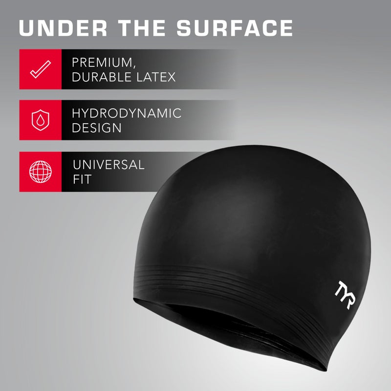 TYR Latex Adult Swim Cap for Women and Men - Training and Recreational Swimming Hat with a Durable Latex Construction - Hydrodynamic Fit - Image 3