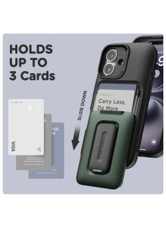 VRS Design D-Wallet Orb iPhone 16 Case Cover Wallet [3 Card] Credit Holder Slot [Semi Automatic] Built-in [Kickstand] - Metallic Green  - Image 3