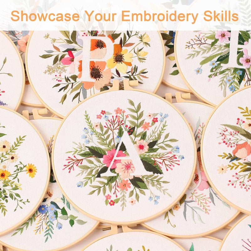 REEWISLY Embroidery Kit for Letter A,Embroidery Starter Kit Letter A Pattern,1 Plastic Embroidery Hoops,Color Threads,Instructions and Needles,DIY Adults Embroidery, Video Teaching - Image 5