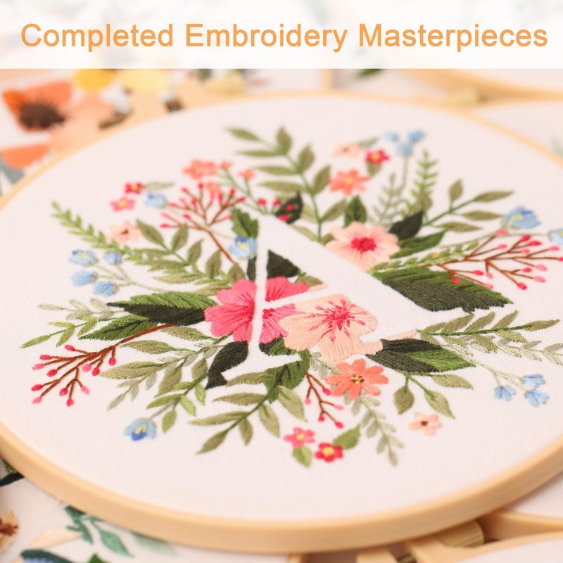 REEWISLY Embroidery Kit for Letter A,Embroidery Starter Kit Letter A Pattern,1 Plastic Embroidery Hoops,Color Threads,Instructions and Needles,DIY Adults Embroidery, Video Teaching - Image 4