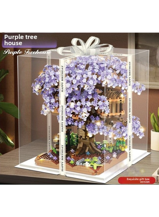 مكعبات بناء عرض الشارع، كوخ الصياد، متوافقة مع قلعة ليغو، نموذج بناء مجمع، منزل شجرة زهر الكرز، ألعاب أطفال عبر الحدود