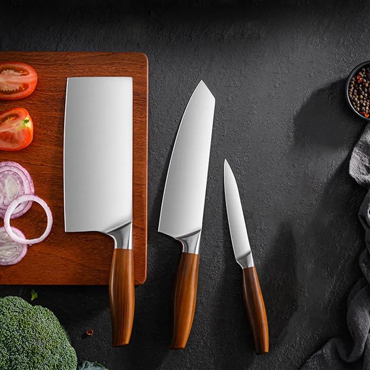 Machado 3 Pc Pakka Wood High Carbon Stainless Steel Kitchen Knife Set I Butcher I Chef I Peeling & Paring Knife for Kitchen Home - Image 2