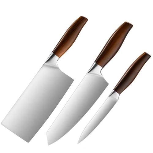 Machado 3 Pc Pakka Wood High Carbon Stainless Steel Kitchen Knife Set I Butcher I Chef I Peeling & Paring Knife for Kitchen Home - Image 1